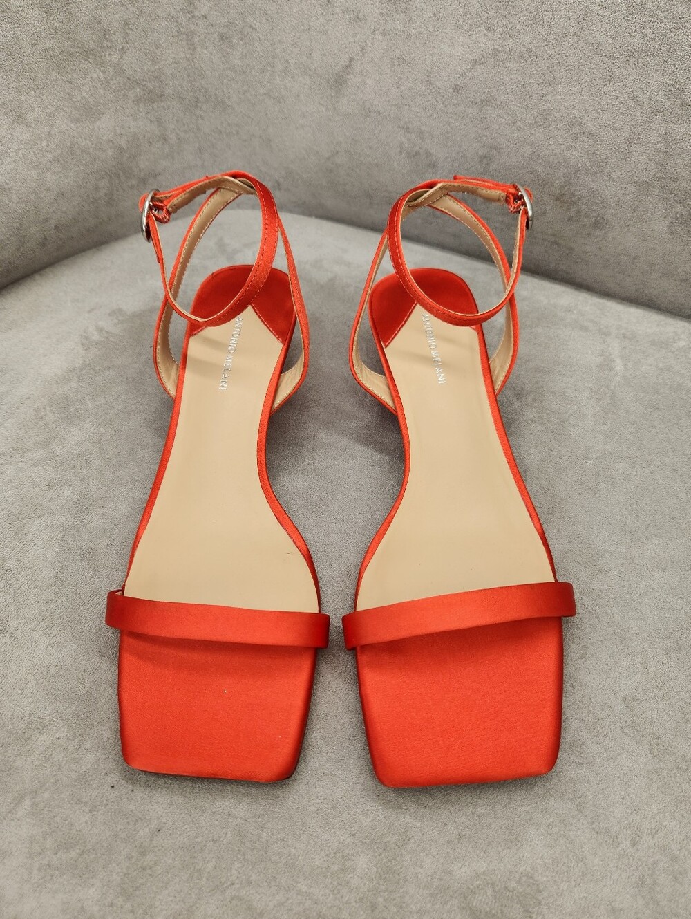 Antonio Melani Dress Sandals 8.5 Scarlet Red Satin Fina Strappy Sculpted New$110